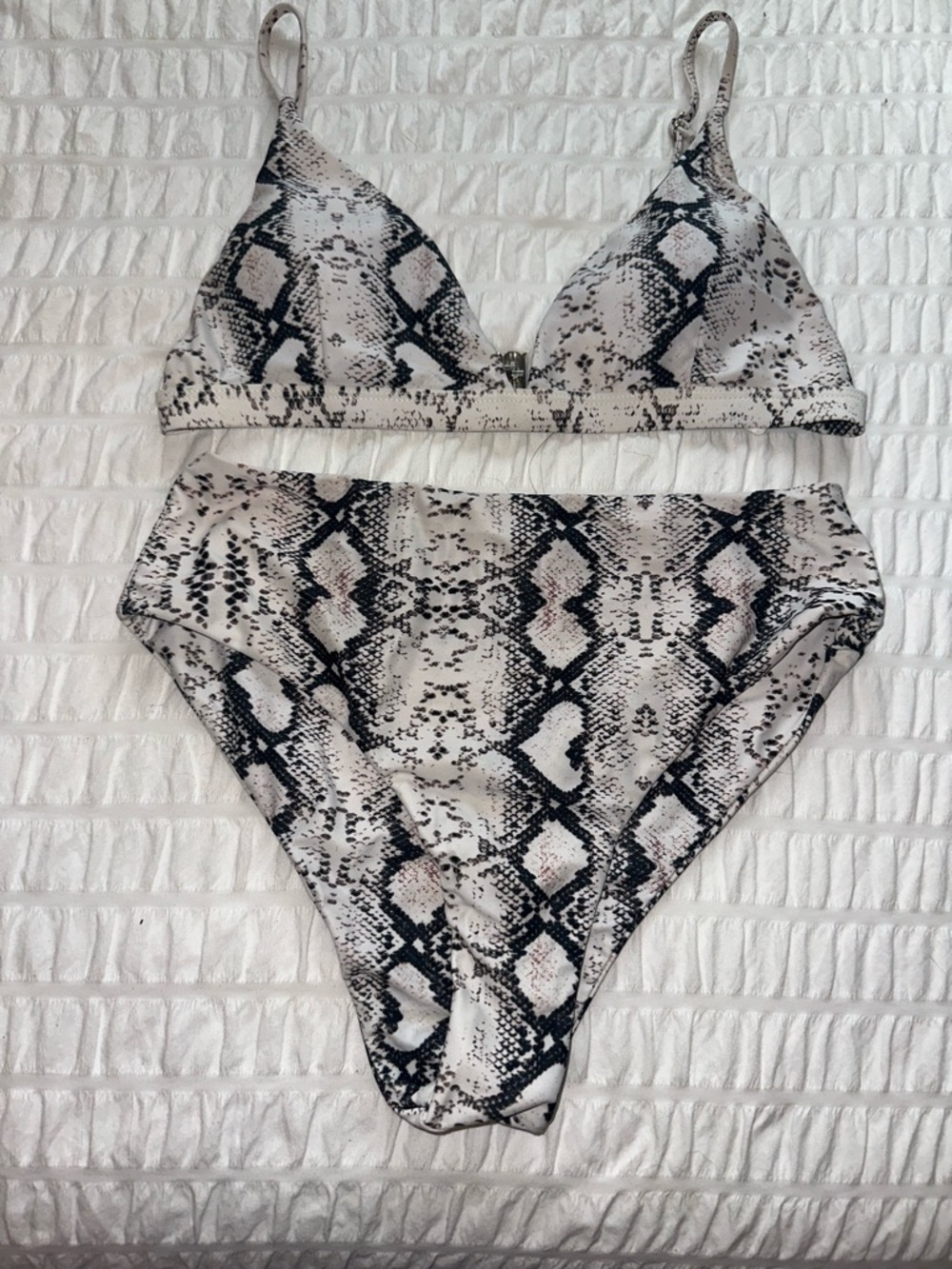 SHEIN High-Waisted Snake Print Triangle Bikini Set